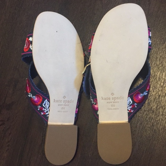 NWOT Kate Spade Denim & Floral cross strap flat 8 - Picture 4 of 4